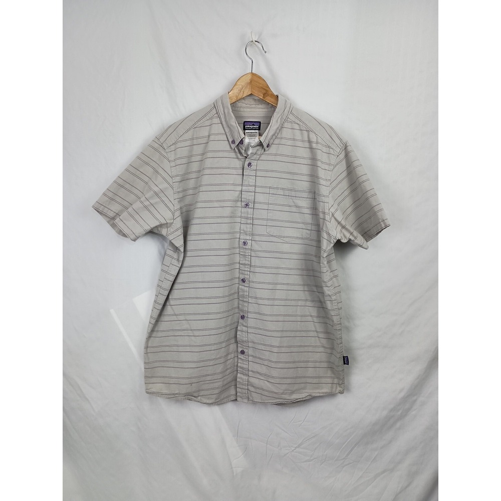 Patagonia common threads Shirt Organic Cotton Short Sleeve Button Down Striped